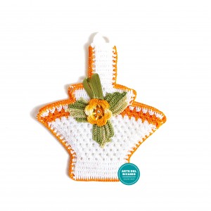 Crochet Potholder - Yellow Flower Basket